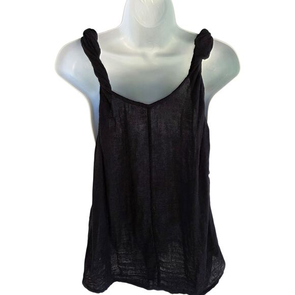 Free People Black Messmia Twisted Tank Top XL | Boho Gauze Festival Layering Top - Picture 6 of 6